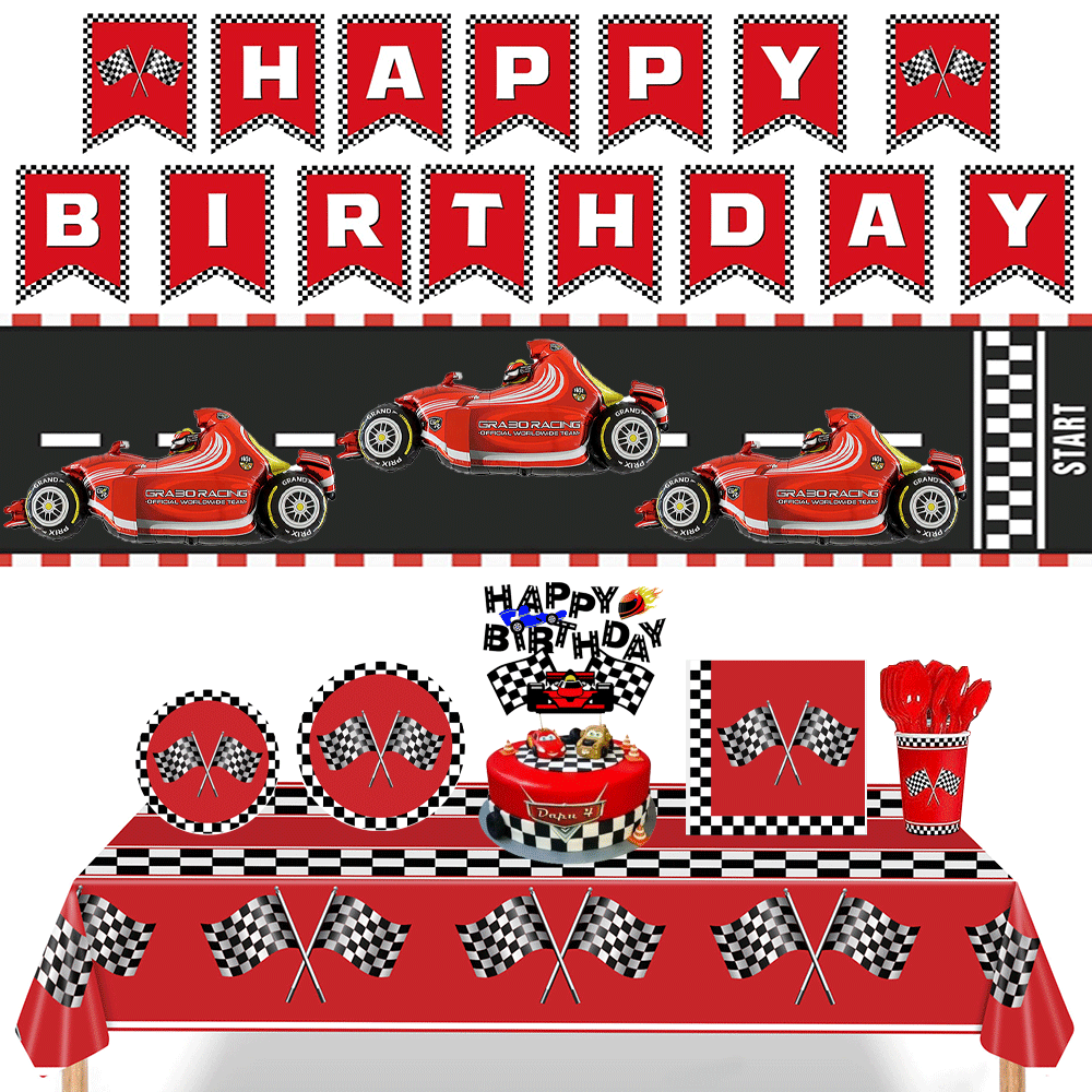 Red Racing Car Checkered Table - огляд і ціна Car Accessories Banner