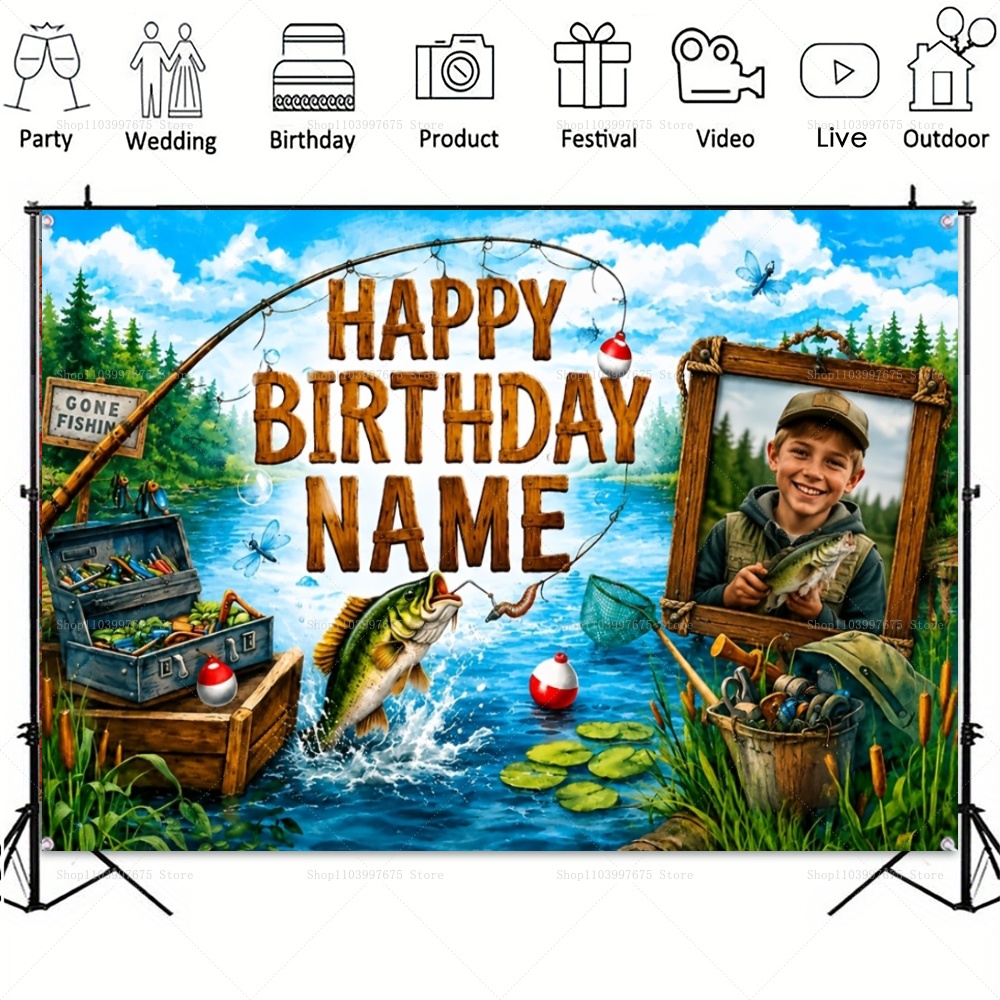 Custom Name Photo fishing-them - огляд і ціна Car Accessories Banner